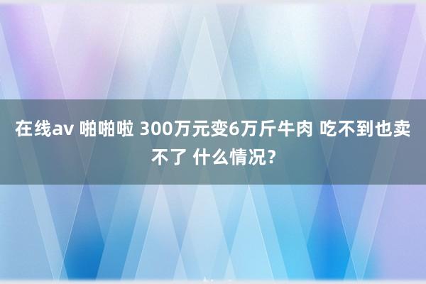 在线av 啪啪啦 300万元变6万斤牛肉 吃不到也卖不了 什么情况？