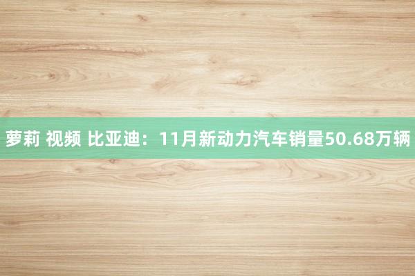萝莉 视频 比亚迪：11月新动力汽车销量50.68万辆