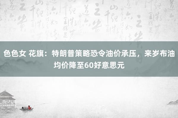 色色女 花旗：特朗普策略恐令油价承压，来岁布油均价降至60好意思元
