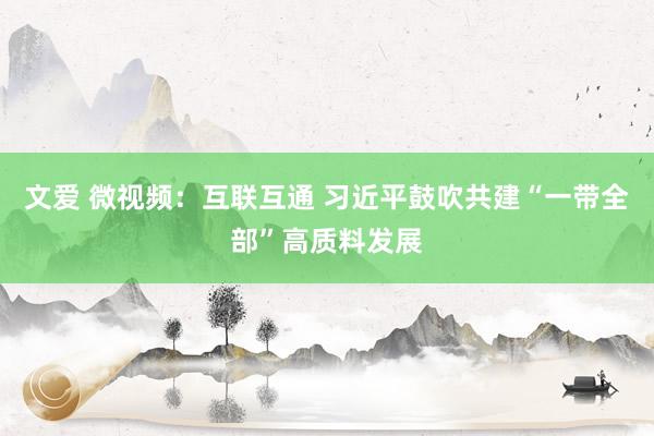 文爱 微视频：互联互通 习近平鼓吹共建“一带全部”高质料发展