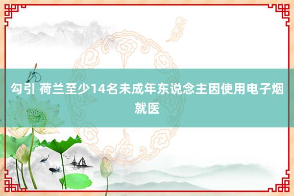 勾引 荷兰至少14名未成年东说念主因使用电子烟就医