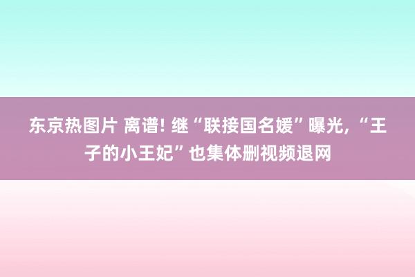 东京热图片 离谱! 继“联接国名媛”曝光， “王子的小王妃”也集体删视频退网