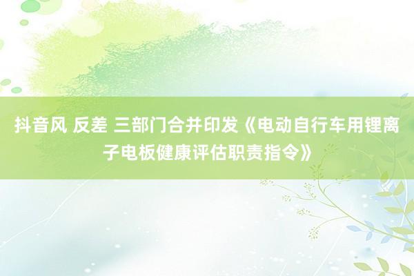 抖音风 反差 三部门合并印发《电动自行车用锂离子电板健康评估职责指令》