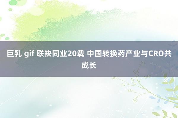 巨乳 gif 联袂同业20载 中国转换药产业与CRO共成长