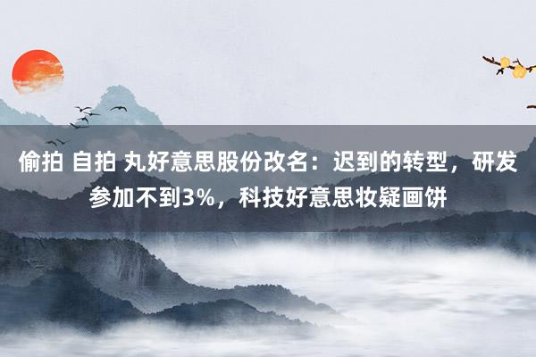 偷拍 自拍 丸好意思股份改名：迟到的转型，研发参加不到3%，科技好意思妆疑画饼