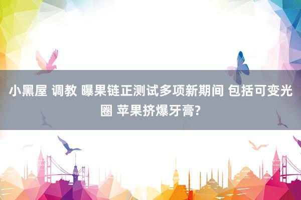 小黑屋 调教 曝果链正测试多项新期间 包括可变光圈 苹果挤爆牙膏?