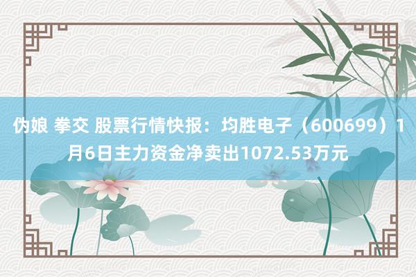 伪娘 拳交 股票行情快报：均胜电子（600699）1月6日主力资金净卖出1072.53万元