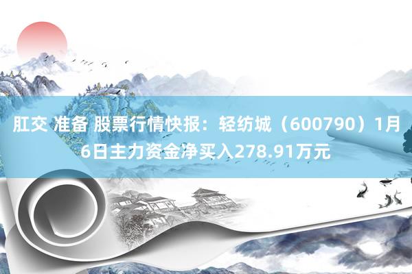 肛交 准备 股票行情快报：轻纺城（600790）1月6日主力资金净买入278.91万元