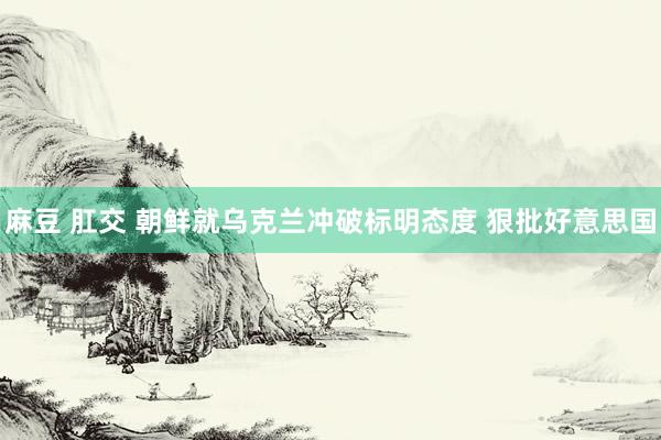 麻豆 肛交 朝鲜就乌克兰冲破标明态度 狠批好意思国