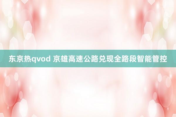 东京热qvod 京雄高速公路兑现全路段智能管控