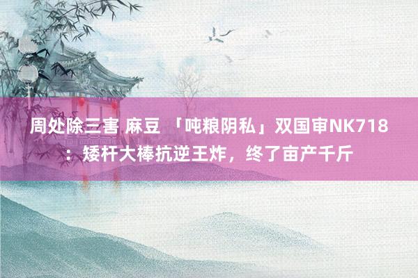 周处除三害 麻豆 「吨粮阴私」双国审NK718：矮杆大棒抗逆王炸，终了亩产千斤