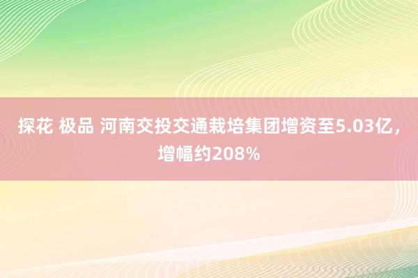 探花 极品 河南交投交通栽培集团增资至5.03亿，增幅约208%