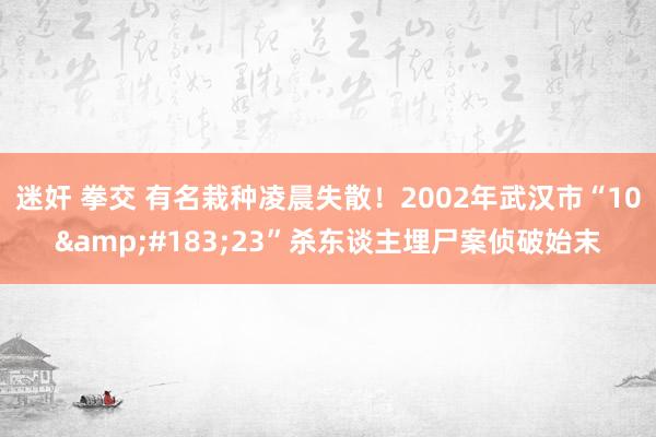 迷奸 拳交 有名栽种凌晨失散！2002年武汉市“10&#183;23”杀东谈主埋尸案侦破始末