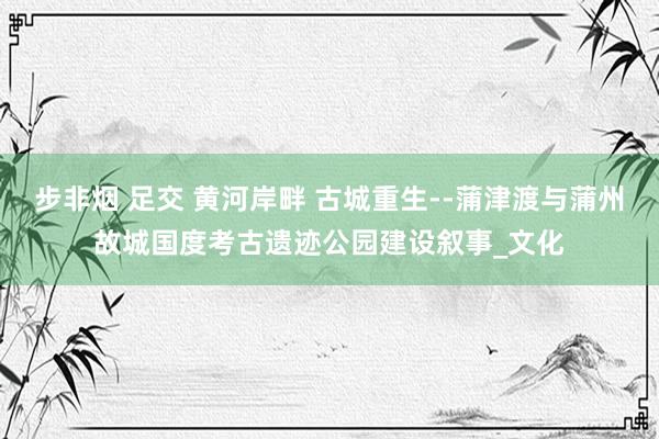 步非烟 足交 黄河岸畔 古城重生--蒲津渡与蒲州故城国度考古遗迹公园建设叙事_文化