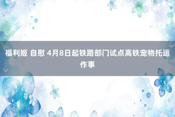 福利姬 自慰 4月8日起铁路部门试点高铁宠物托运作事
