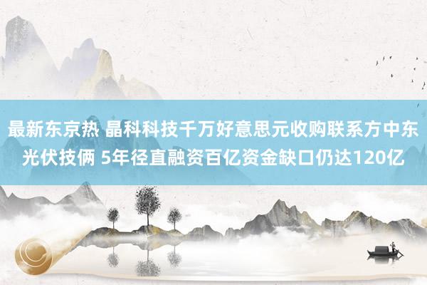 最新东京热 晶科科技千万好意思元收购联系方中东光伏技俩 5年径直融资百亿资金缺口仍达120亿