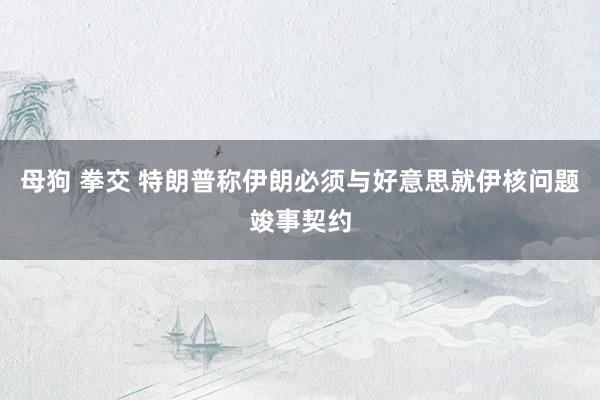 母狗 拳交 特朗普称伊朗必须与好意思就伊核问题竣事契约