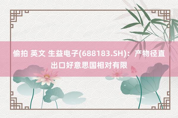 偷拍 英文 生益电子(688183.SH):产物径直出口好意思国相对有限