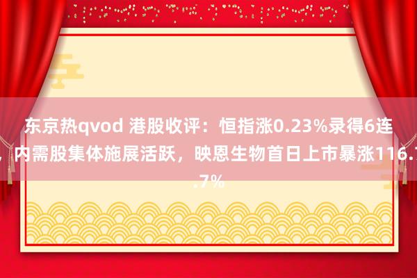 东京热qvod 港股收评：恒指涨0.23%录得6连升，内需股集体施展活跃，映恩生物首日上市暴涨116.7%