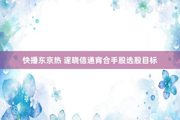 快播东京热 邃晓信通宵合手股选股目标