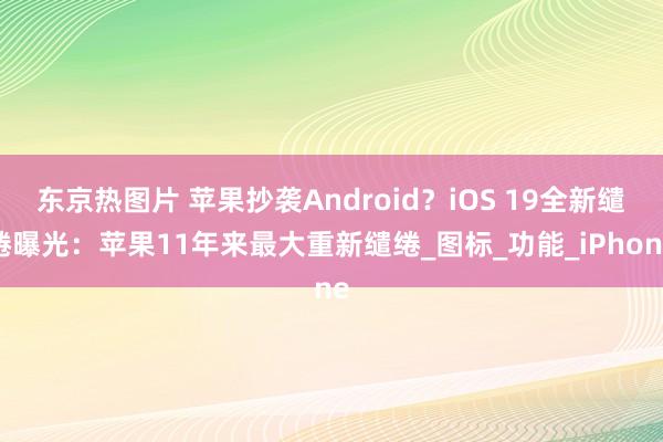 东京热图片 苹果抄袭Android？iOS 19全新缱绻曝光：苹果11年来最大重新缱绻_图标_功能_iPhone