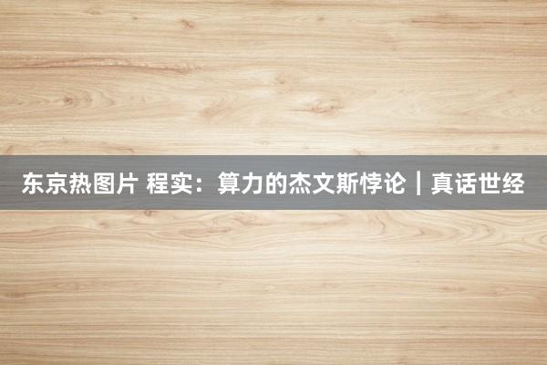东京热图片 程实：算力的杰文斯悖论︱真话世经