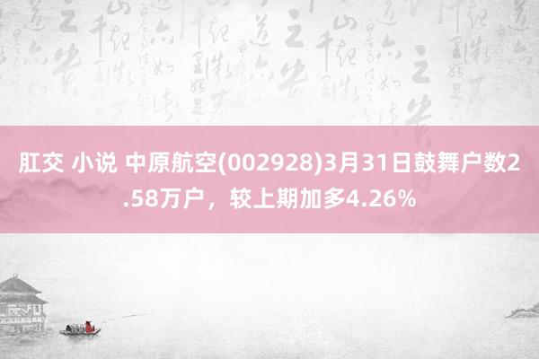 肛交 小说 中原航空(002928)3月31日鼓舞户数2.58万户，较上期加多4.26%